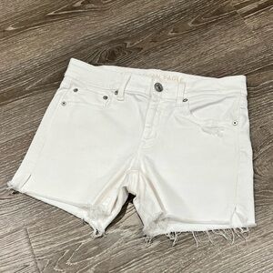 American Eagle Outfitters Women's Frayed White Jean Shorts